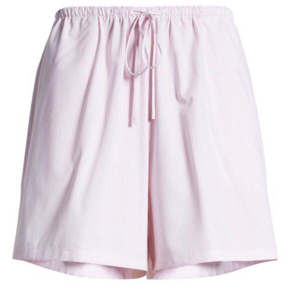 WAYF NWT Pink Stripe Lounge Pajama Shorts Pull On Pockets Striped Pink White M - Picture 1 of 6